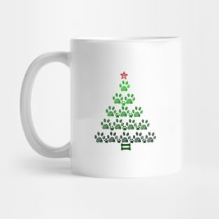 Christmas tree made of paw prints and bone Mug